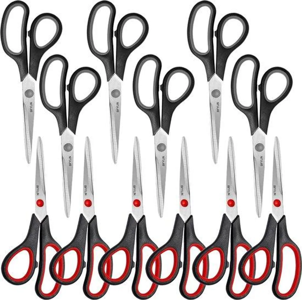 Ciseaux de bureau lot de 12 en inox pour découpe de papier et carton