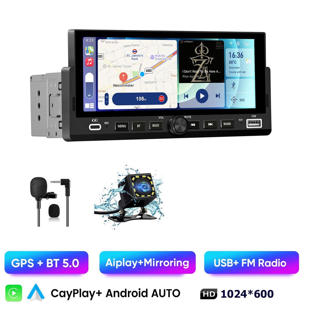 Hexinex Autoradio mit 6.86 Zoll Touchscreen Unterstützt Produktbild 