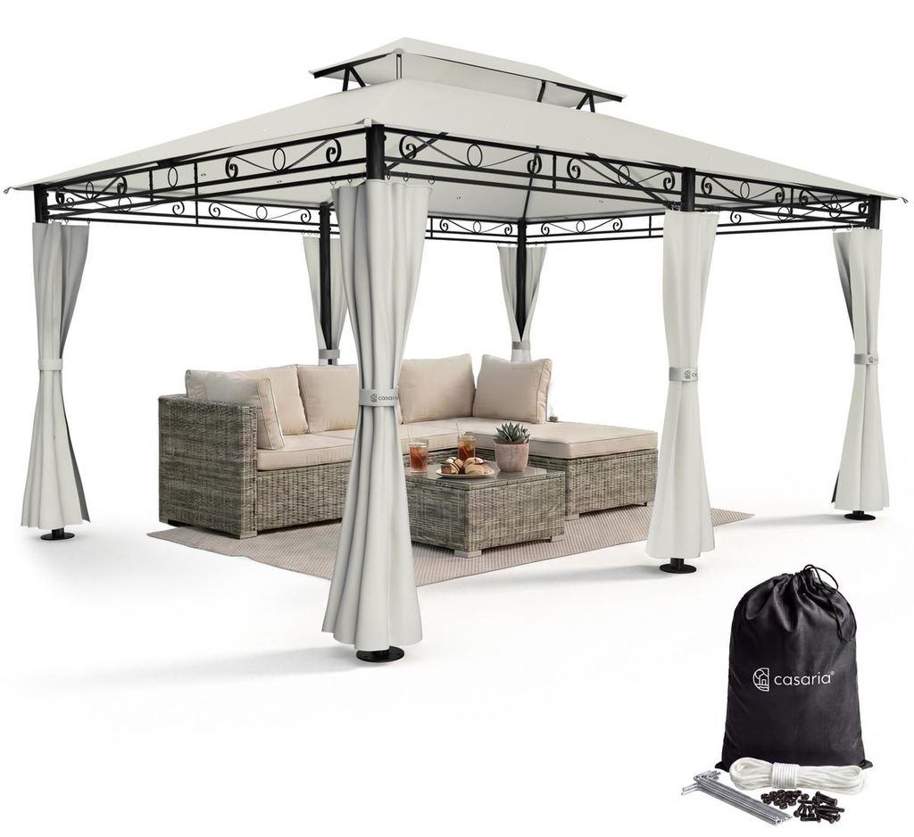 CASARIA Pavillon Topas 3x4 m mit Seitenteilen, Creme Produktbild 