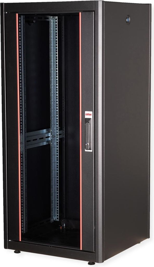 ROLINE Netzwerkschrank Basic 48,26cm 19Zoll 26 HE 600x600 BxT Glastür schwarz