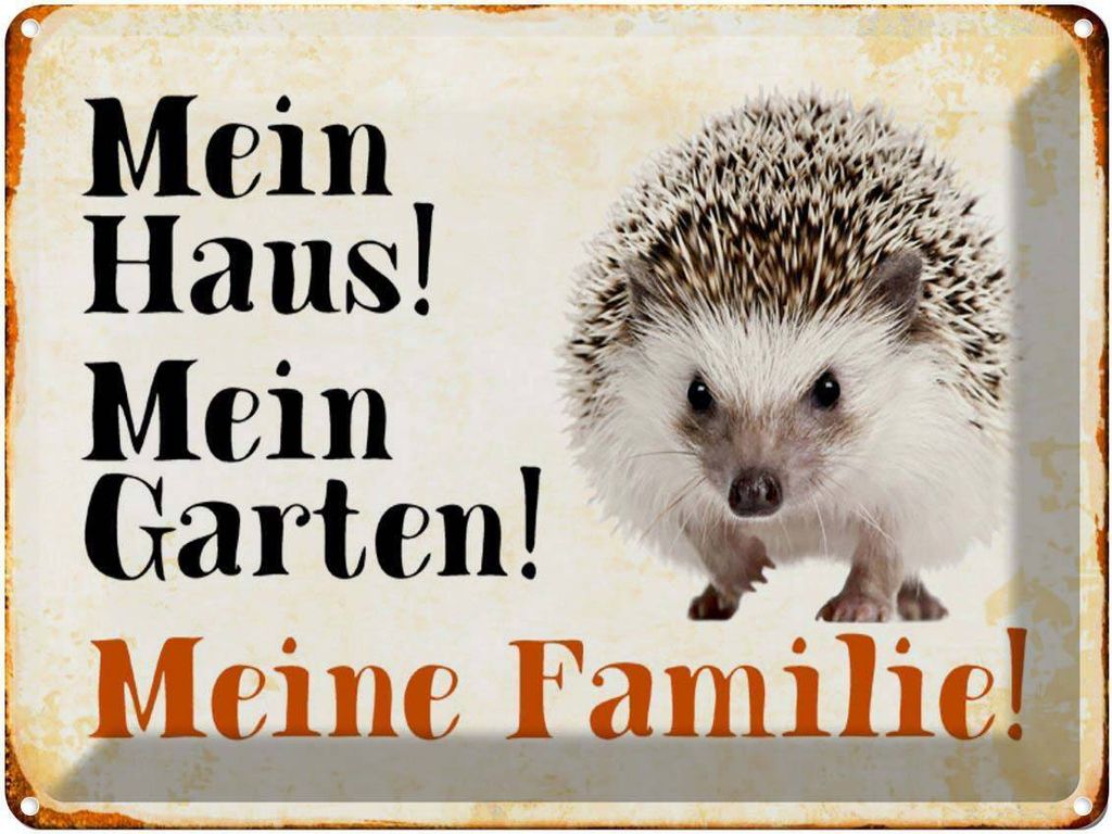 vianmo Blechschild 30x40 cm Tiere Igel mein Haus Garten Familie Tier Haustier