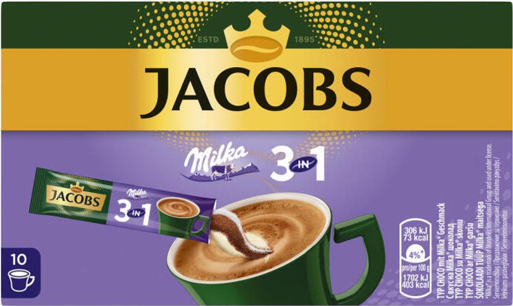 Jacobs löslicher Kaffee 3in1 Milka 10er 180g