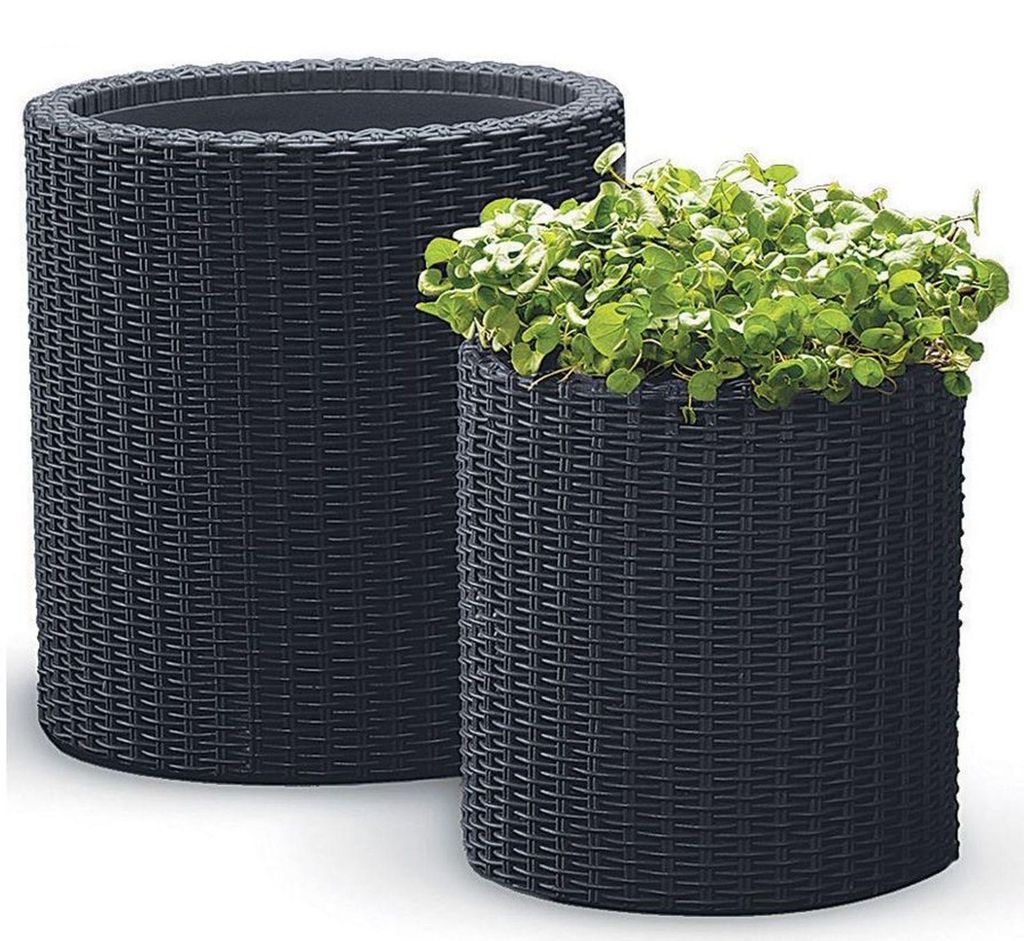 Keter Blumenkübel 2er-Set Rattanoptik Pflanzkübel Produktbild 