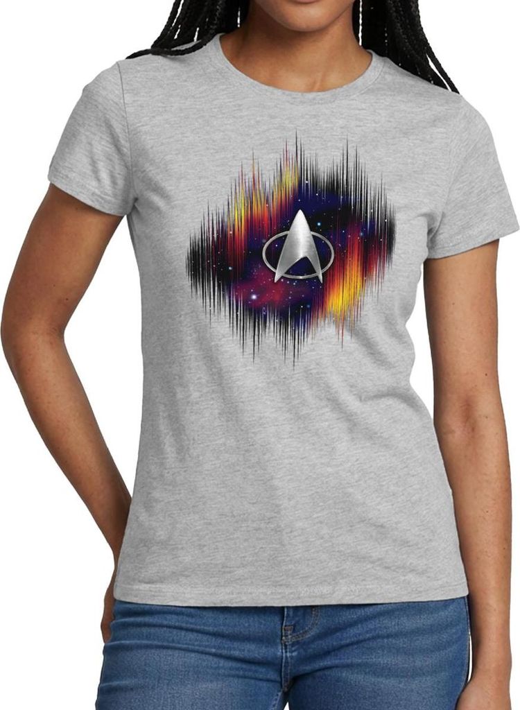 Spreadshirt Star Trek The Next Generation Silber Logo Frauen T-Shirt, XXL, Grau meliert