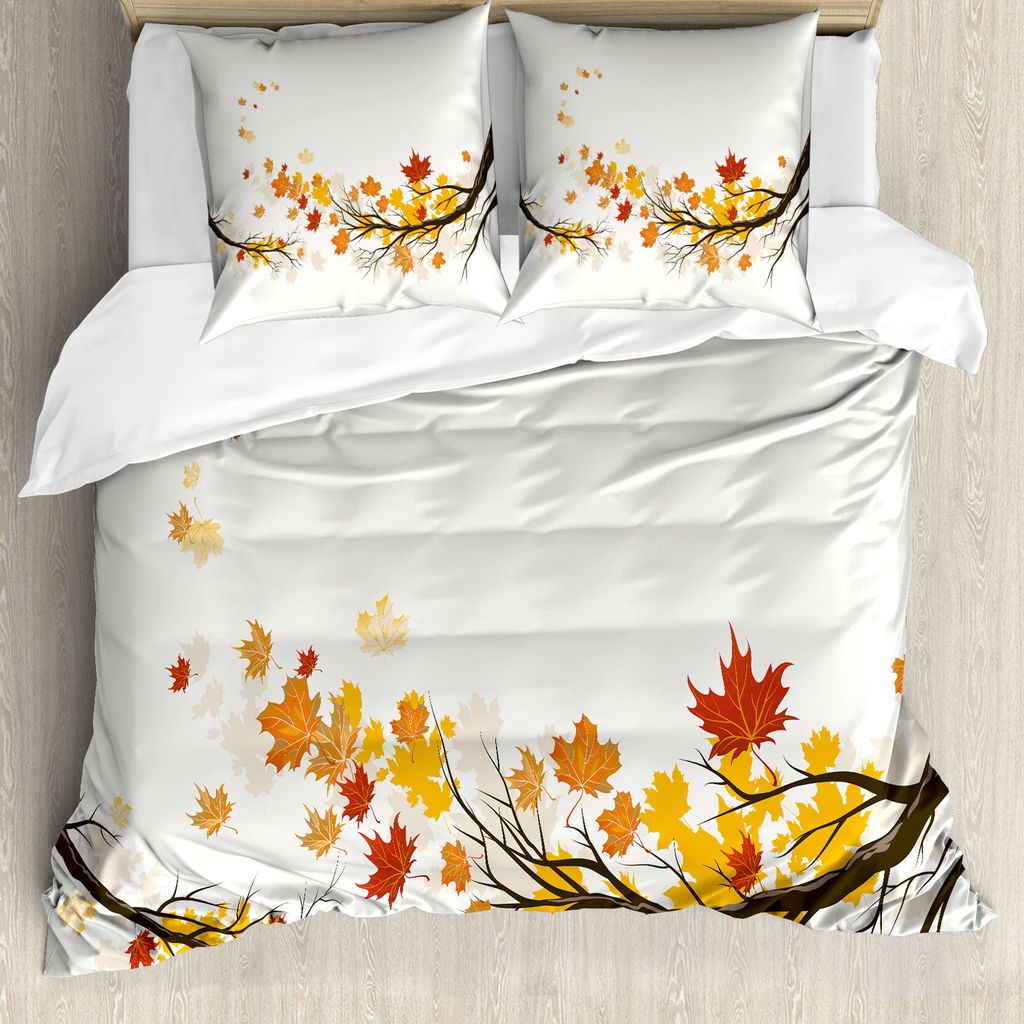 ABAKUHAUS Fallen Bettbezugs Set Für Doppelbetten, Saisonale Baumniederlassungen Herbst, Milbensicher Allergiker geeignet mit Kissenbezügen, Mehrf...