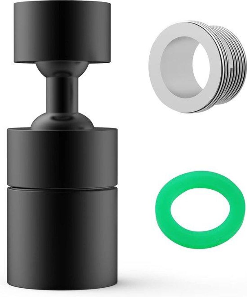 Schwarze Wasserhahnbeleuchtung, 360-Grad drehbarer Wasserhahn, Düsenregler, 2-Sprühstrahl-Mischer, Perlen für Wasserhähne M22 Außen- oder M24 ...