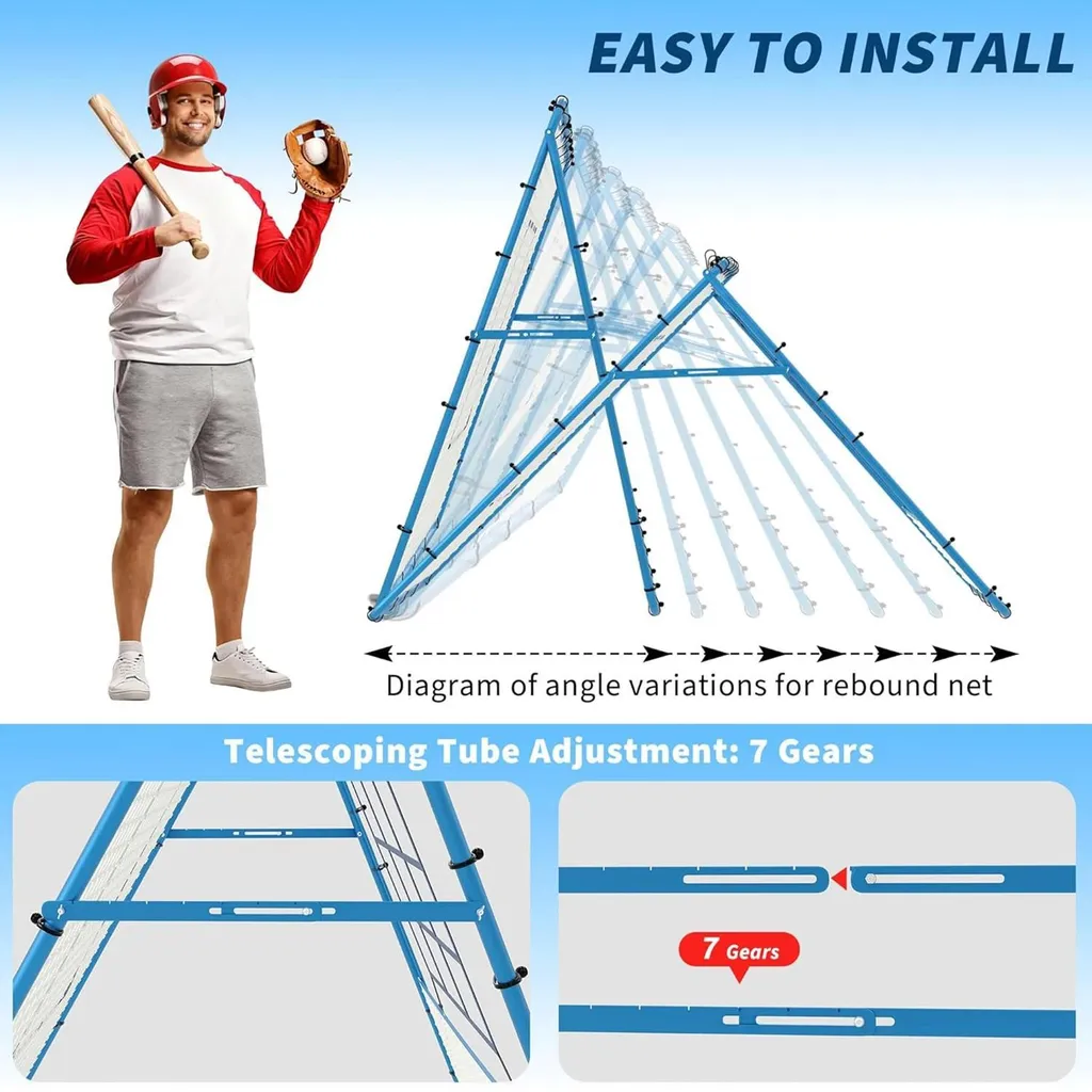 Filet d'entraînement à angles réglables 152x122 cm multisports bleu