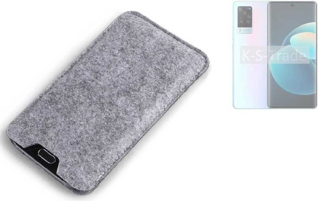 K-S-Trade Filz Handyhülle kompatibel mit Vivo X60 Pro Schutzhülle Filztasche Filz Tasche Case Sleeve Handy Hülle Filzhülle grau