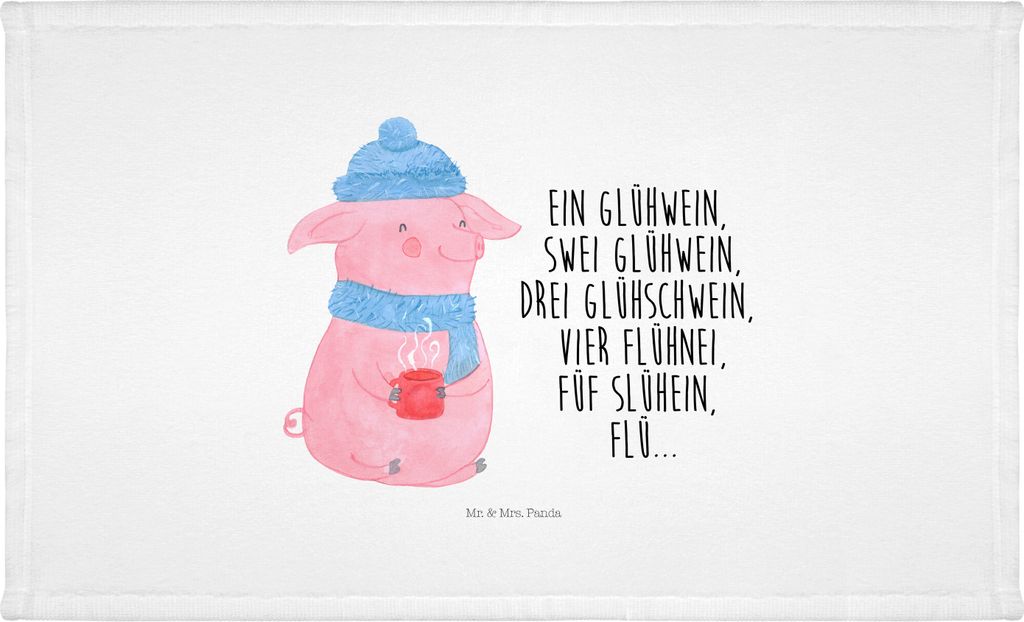 Mr. & Mrs. Panda handtuch frottee Schweinchen Glühwein - Weiß - Geschenk, kleines, 50x100, Betrunken, gesichtstuch, Flauschtuch, Spruch, baumwoll...