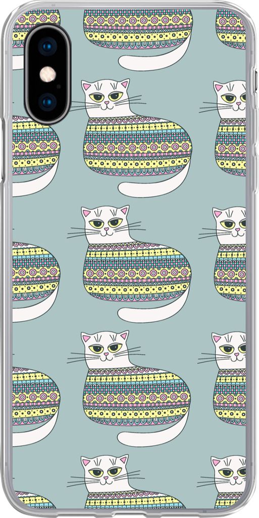 MuchoWow Handyhülle Schutzhülle Hülle für Telefoonhoesje iPhone X Mädchen - Katzen - Pullover - Schnittmuster - Mädchen - Kinder - Mädchen...