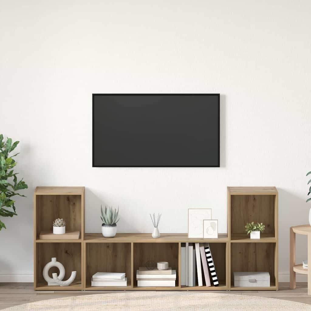 Maison Exclusive - TV-Schrankset Wandmontiert 3 pcs Braun Holzwerkstoff