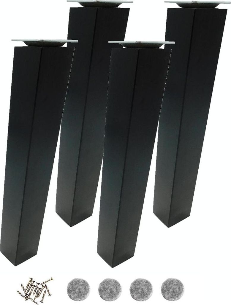 Nohy nábytku 40 cm – černý lak, úkos 5x5 cm, s upevněním Obrázek produktu 