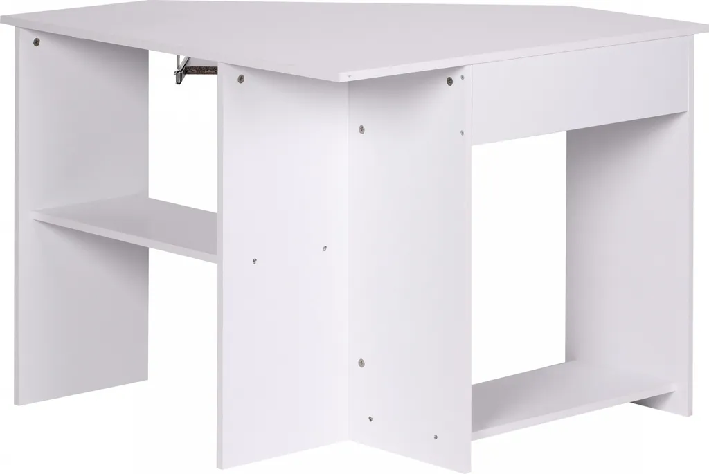 Bureau d'angle pour télétravail blanc Roman : poste informatique complet