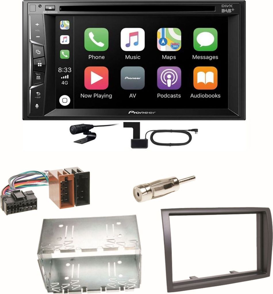Pioneer AVH-Z3200DAB Carplay Bluetooth Einbauset für Fiat Ducato Boxer Jumper