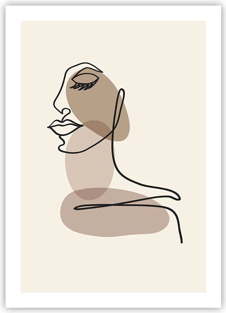 Poster - Poster ohne Rahmen - Zeichnung einzeilig Frau - 50x70 cm - Wand Bild - Wanddeko - Wandbilder - Kunstposter - Wandposter - Bilder - Kunstdr...