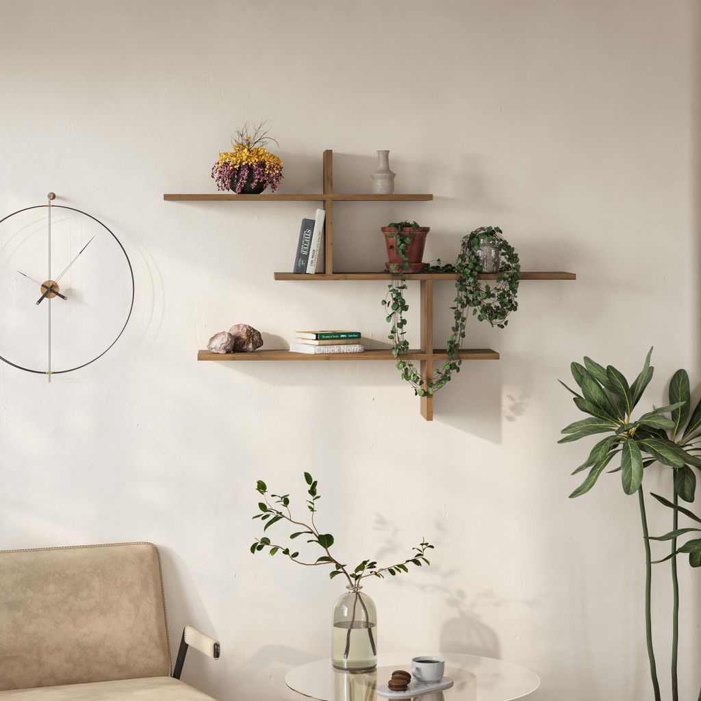 DECORTIE Leo Étagère flottante moderne Effet brun foncé 123 Image du produit 