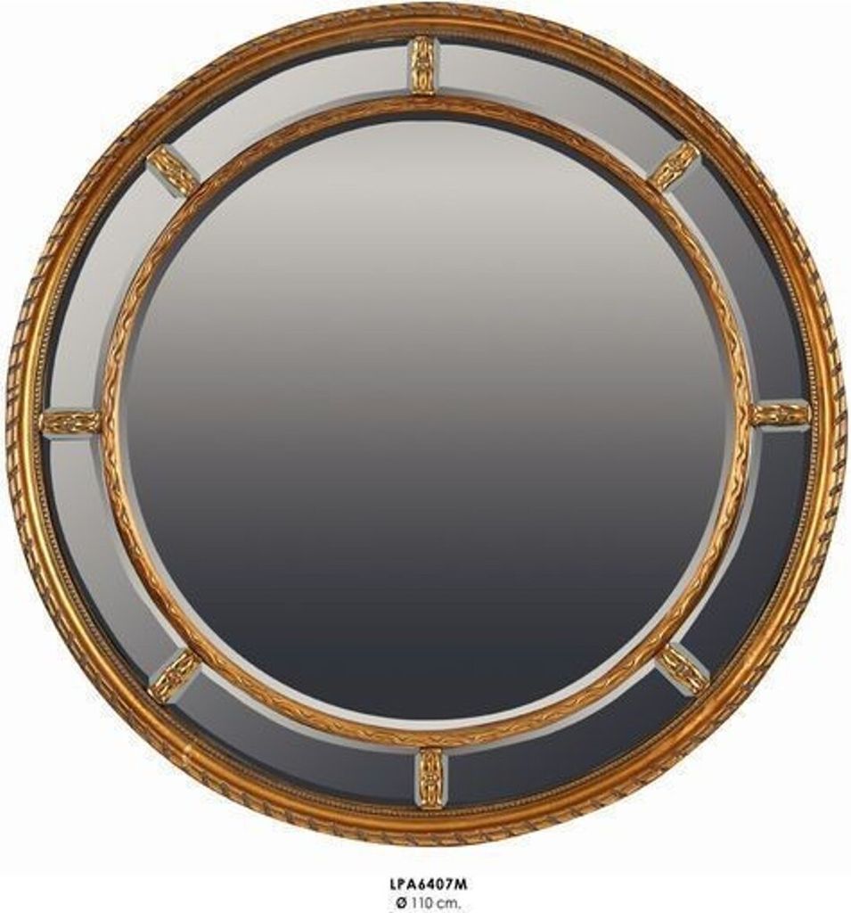 Casa Padrino Barock Wandspiegel Rund Gold Durchmesser 110 cm - Edel & Prunkvoll - Goldener Spiegel