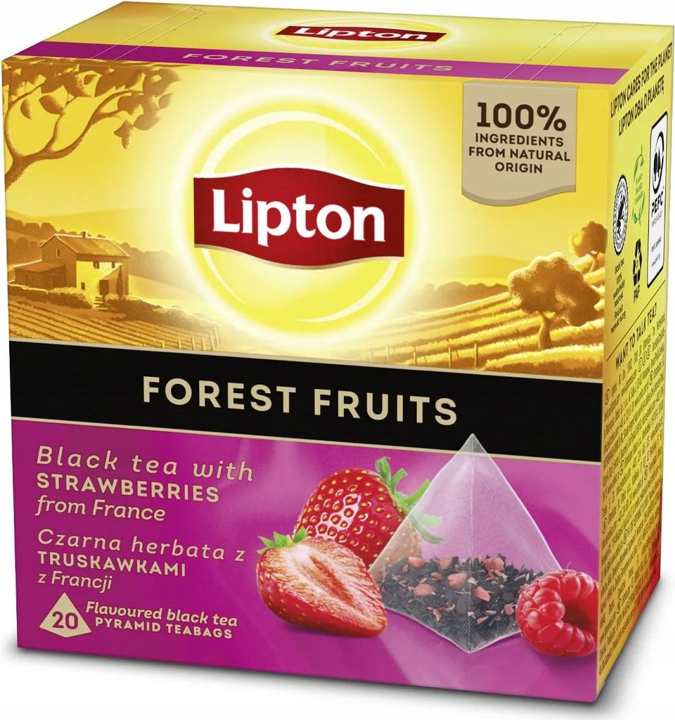 Lipton Schwarzer Tee mit Erdbeeren aus Frankreich 20x30g Produktbild 