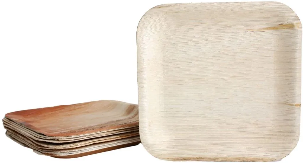 Assiettes Carrées en Palmier 20x20 cm : Fini le Plastique Jetable - 100
