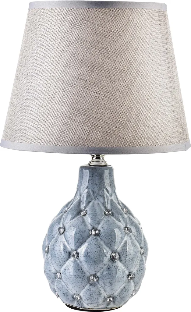Lampe de chevet en céramique bicolore bleu et beige Mondex LETI PEARL 30cm