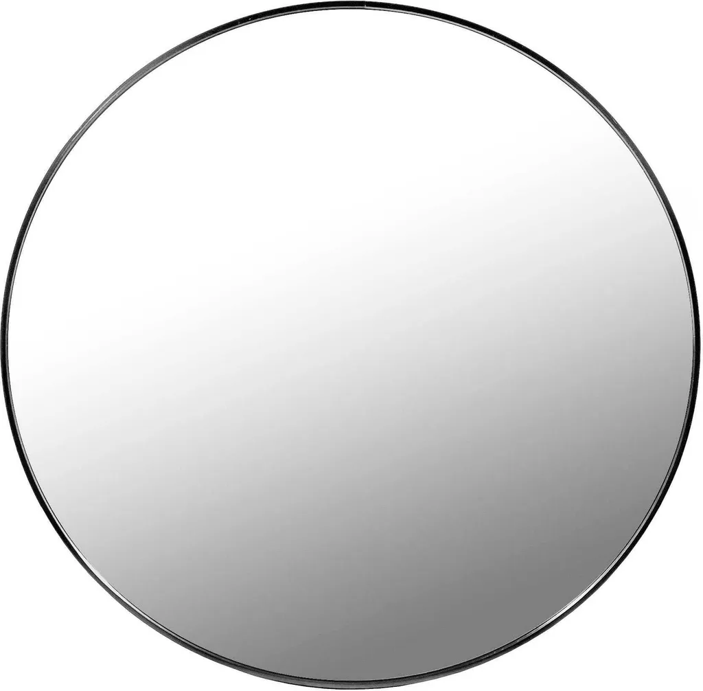 VBChome Specchio rotondo 80 cm con cornice in alluminio nero – Elegante decorazione per soggiorno, bagno, corridoio, specchio moderno e raffinato per interni