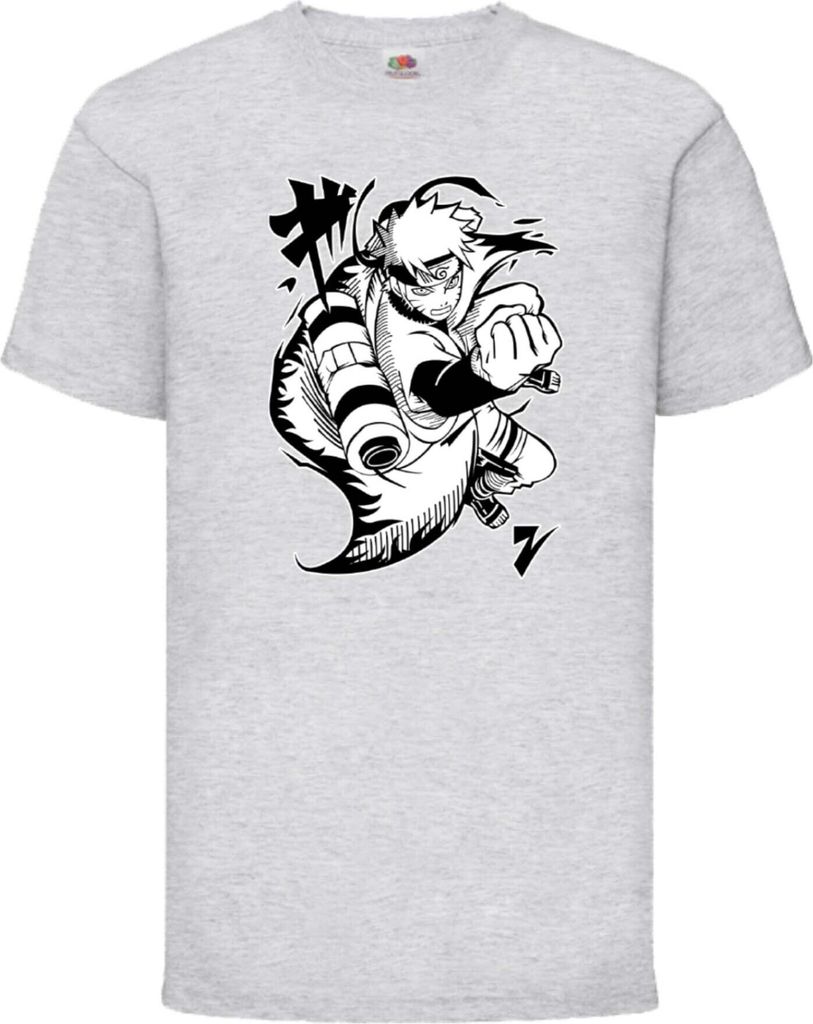Kinder T-Shirt Japan Animation Manga Anime Comics Naruto Hokage Var-033 Ninja Master, 7-8 Jahr - 128 / Grau