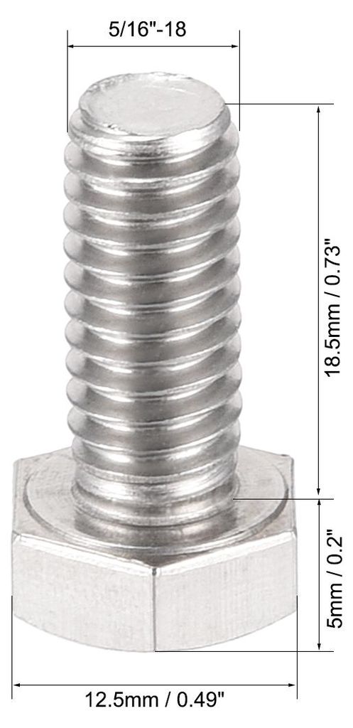 6Stk. Sechskantschraube 304 Edelstahl Sechskantschraubbolzen 5/16-18x3/4"