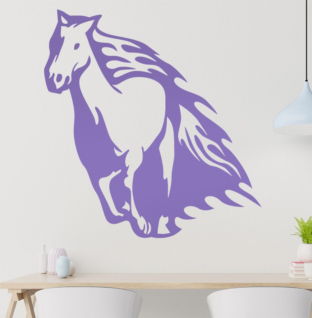 Flammen Pferd Wandtattoo in 6 Größen - Wandaufkleber Wall Sticker - Dekoration, Küche, Wohnzimmer, Schlafzimmer, Badezimmer
