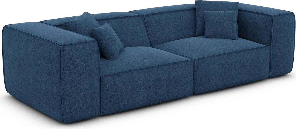 Strukturstoff 3-Sitzer Couch Arelia Dunkelblau
