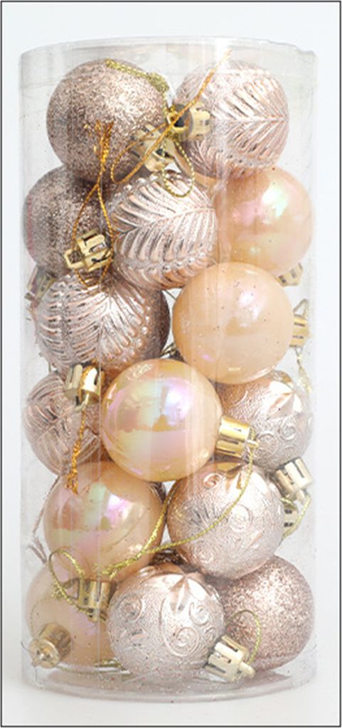 24 pcs Weihnachtskugendurchmesser 4 cm verschiedene Stile Einfach zu hängen exquisites farbenfrohe Urlaubskranz Girlanddekorte Weihnachtsbaum -Orn...