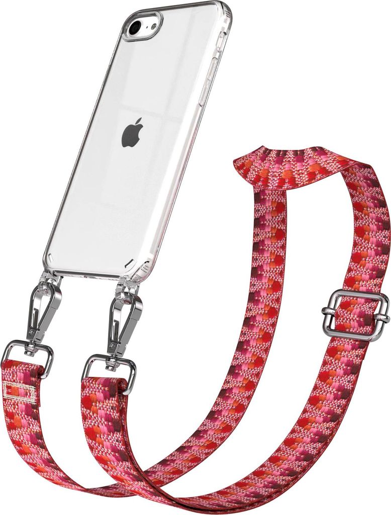 EAZY CASE Handykette - Verstellbarer Trageriemen kompatibel mit Apple iPhone SE 2020/2022, iPhone 7 / 8, Handykordel mit transparenter Silikon-Hül...