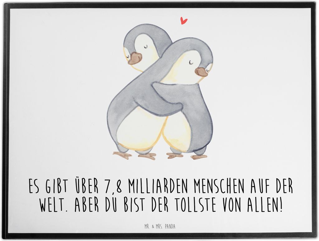 Mr. & Mrs. Panda schreibtischunterlage Pinguine Kuscheln - Weiß - Geschenk, für Frauen, Liebesbeweis, Freundin, schreibtischunterlagen, malunterl...