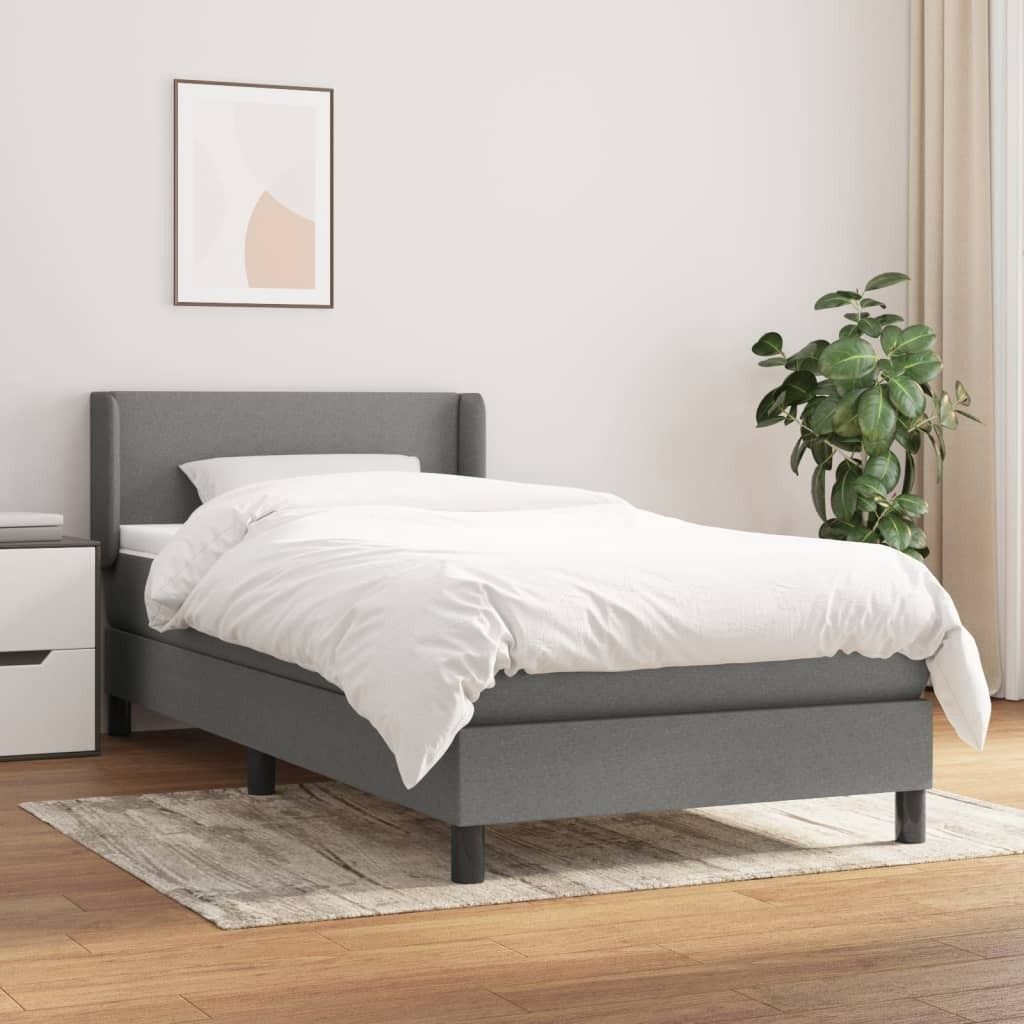 The Living Store Boxspringbett mit Matratze Dunkelgrau 90x200 cm Stoff