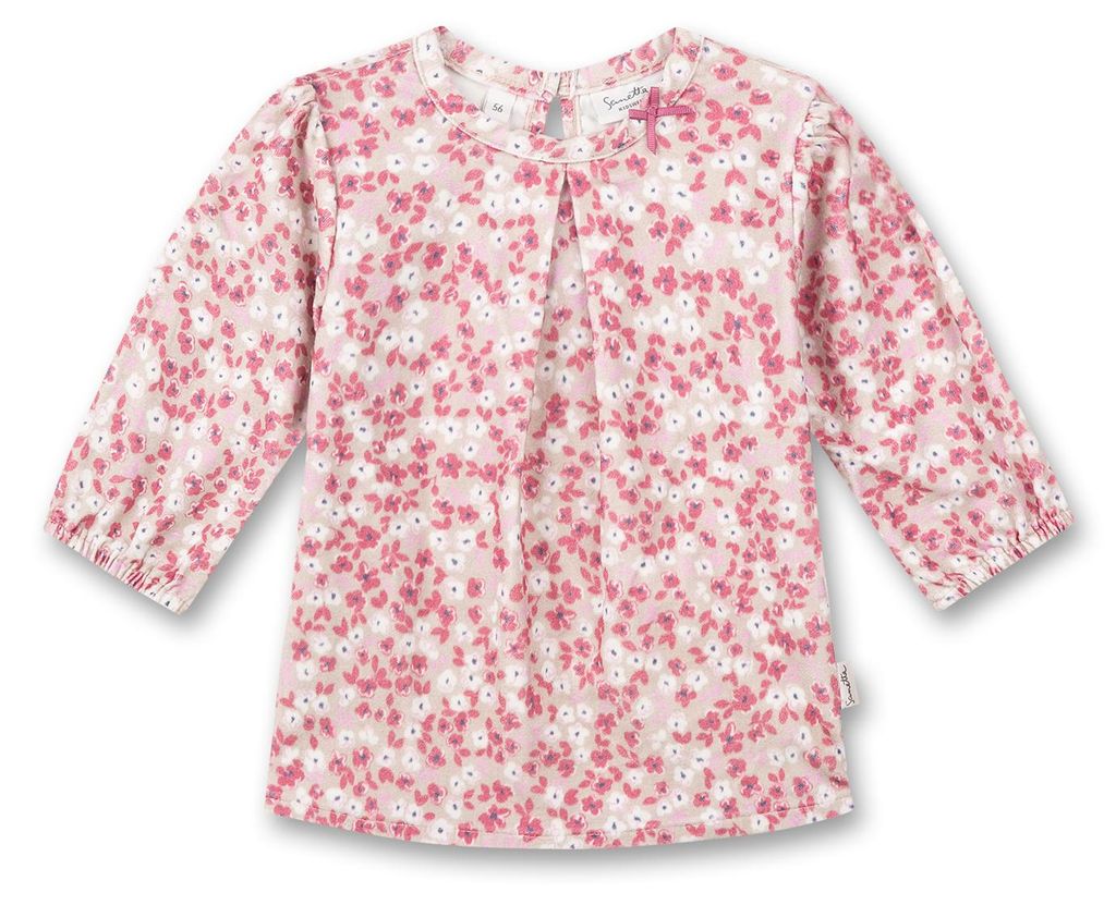 Sanetta Kidswear Mädchen-Kleid langarm beige Blumen 86