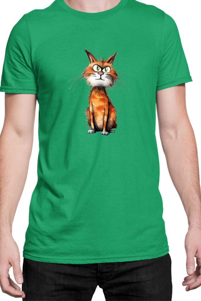 Herren T-Shirt Funny Cats Breeds Manx Cat, Man XL / Grün