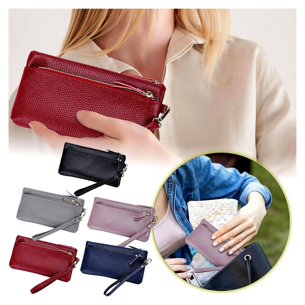 Portemonnaie Herren Leder - Geldbörse Männer Clutch aus Rindsleder der obersten Schicht für Damen lang große Kapazität Handytasche neue tragba...