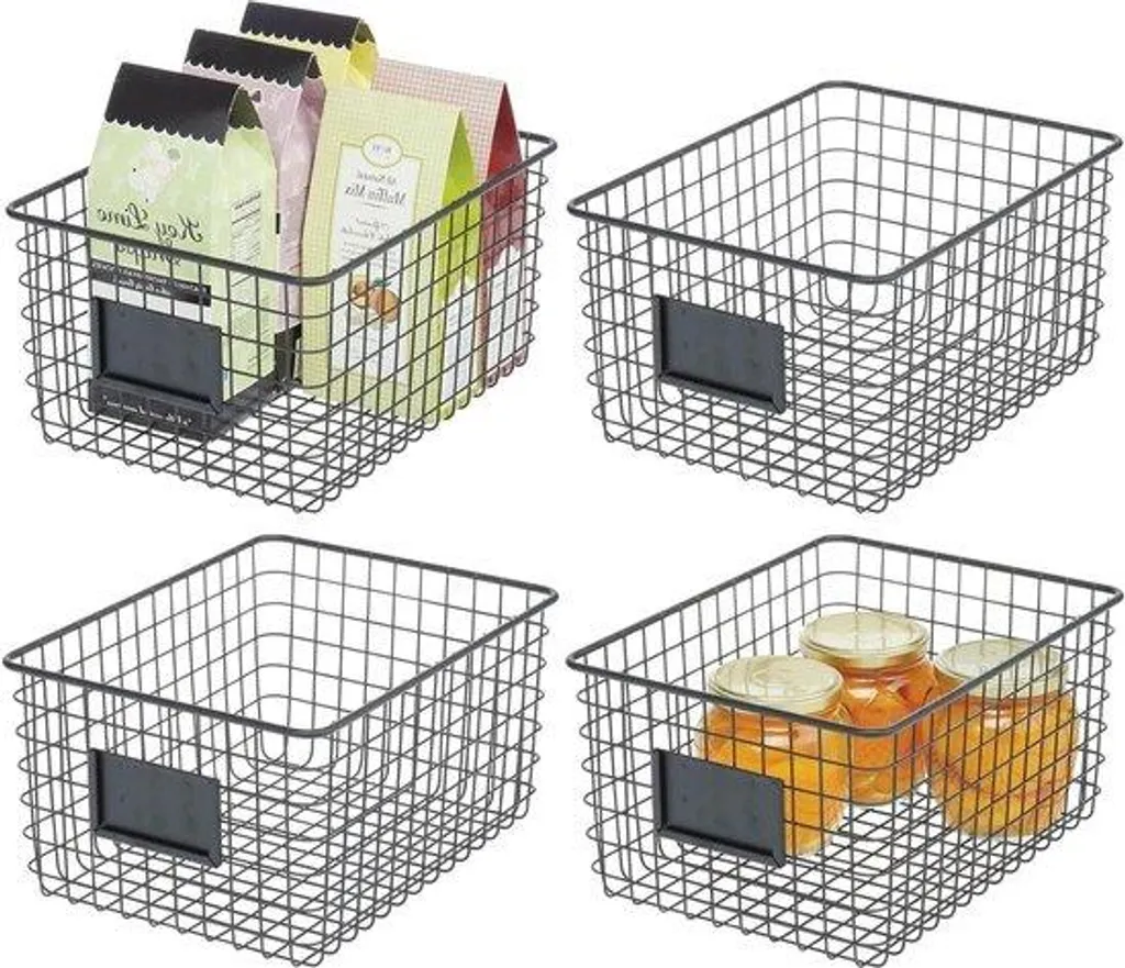 Finissez-en avec le désordre : Boîtes noires avec porte-étiquettes x4