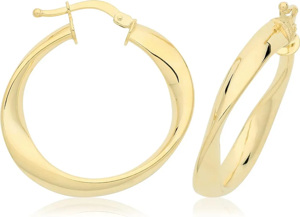 Boucles d'Oreilles Or 375/1000 Femme - Idée Cadeau Bijou Élégant 28mm