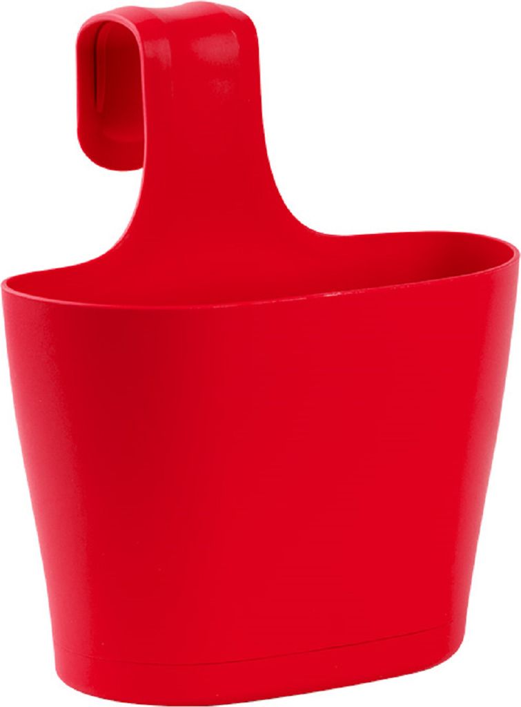 Blumenkasten oval 2,8 Liter Balkon Übertopf Pflanzkasten Blumentopf zum Hängen mit 1. Bügel und Wasserspeicher Rot