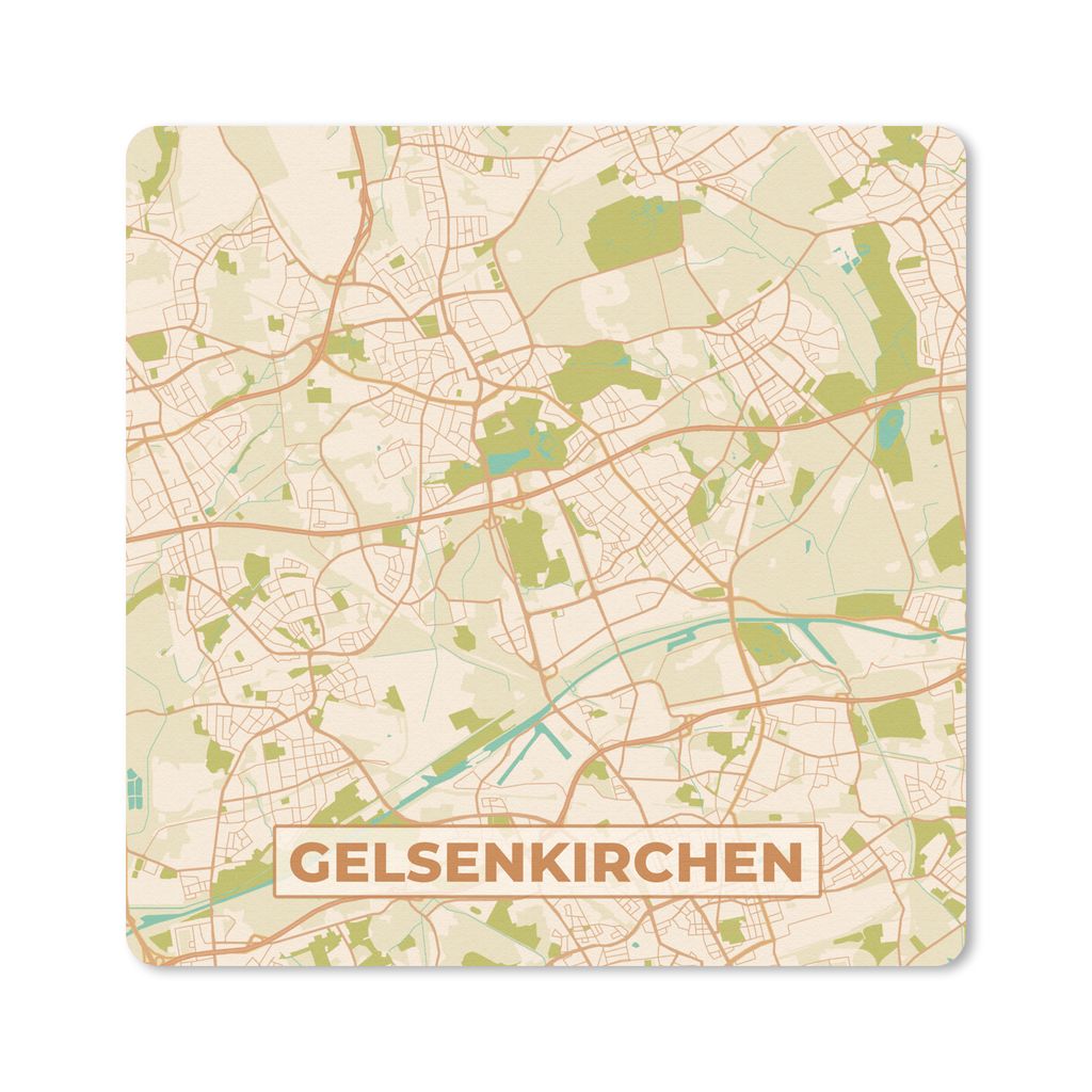 MuchoWow Mauspad Mousepad Stadtplan - Gelsenkirchen - Stadtplan - Vintage 30x30 cm - Mousepads - Maus Mat - Pad - Mausunterlage - Gaming