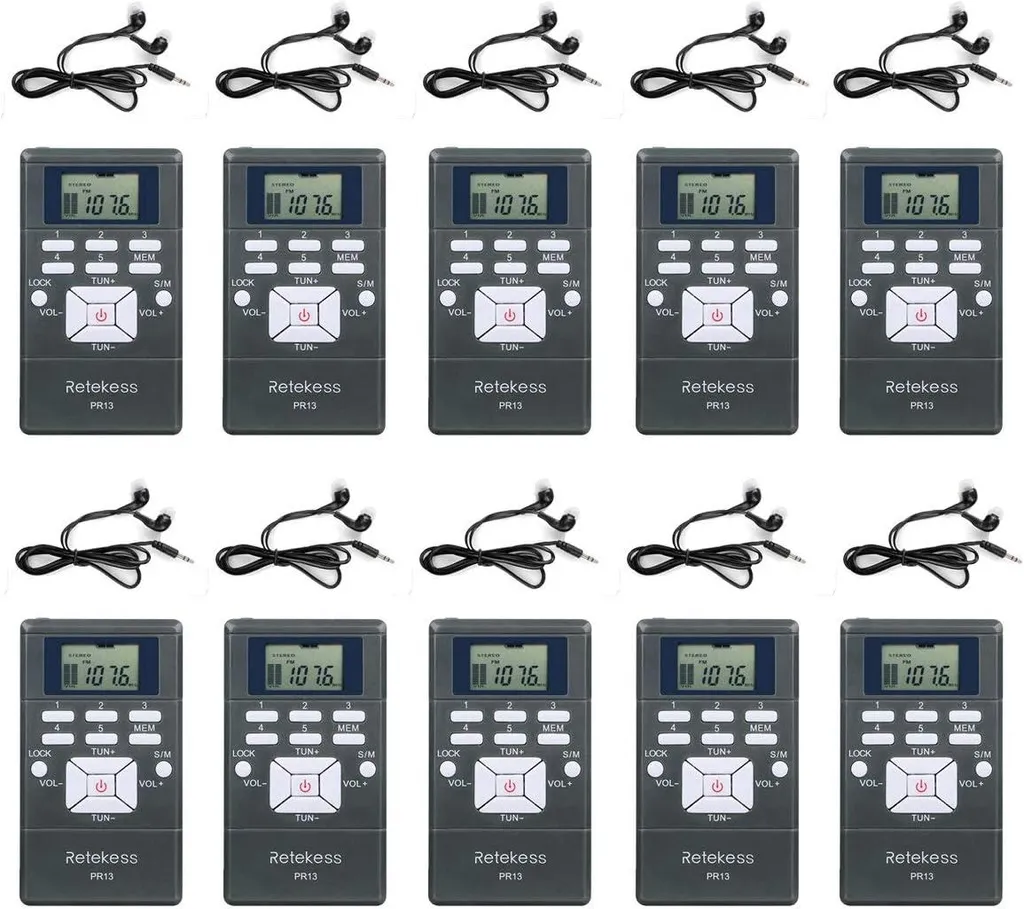 Radio FM Portable Retekess PR13 Affichage LCD et Mémorisation - Lot de 10