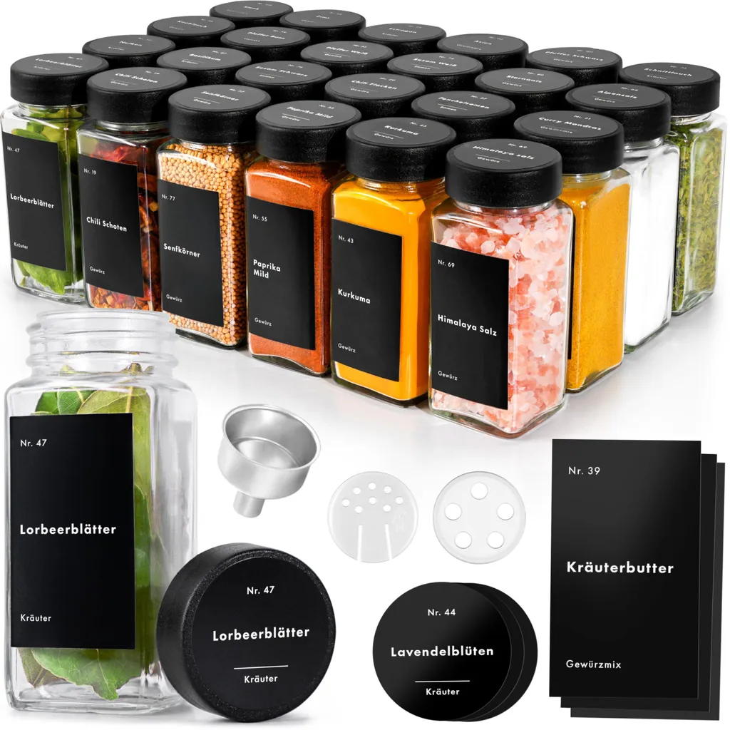 Bocaux à épices 120 ml hermétiques en verre avec couvercles durables
