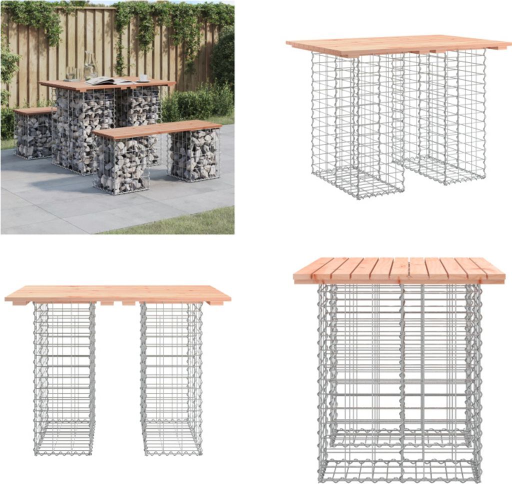 vidaXL Gartenbank aus Gabionen 100x70x72 cm Massivholz Douglasie - Gartenbank - Gartenbänke - Outdoor Bank - Außenbank