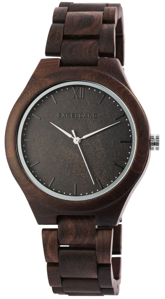 Excellanc analoge Herrenuhr aus Holz in dunkelbraun Produktbild 