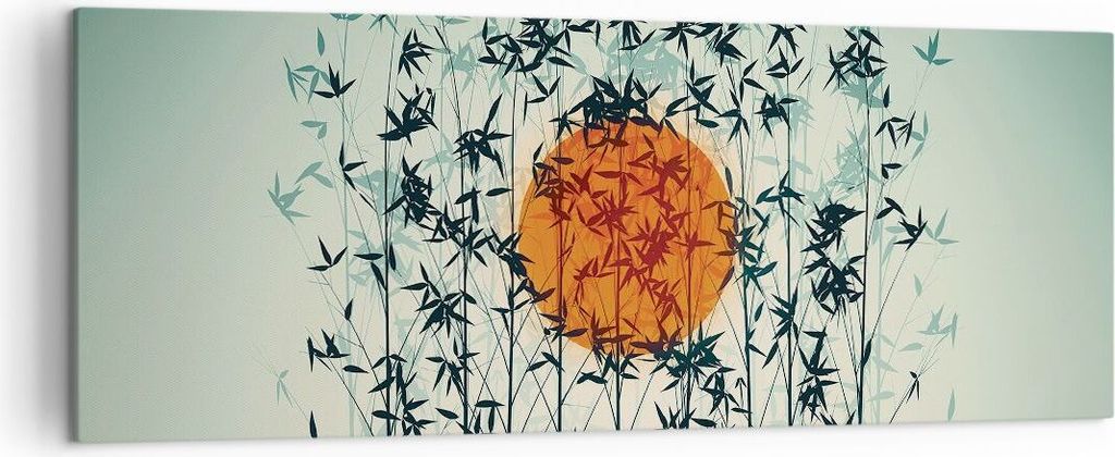 Bild auf Leinwand - Leinwandbild - Einteilig - Westen Sonne Gras - 140x50cm - Wand Bild - Wanddeko - Wandbilder - Leinwanddruck - Bilder - Wanddeko...