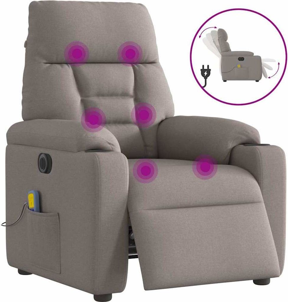 Massagesessel Elektrisch Taupe Stoff