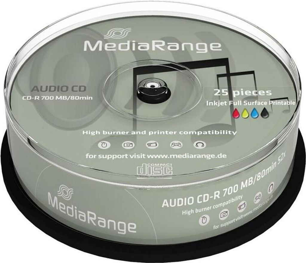 25 MediaRange Rohlinge Audio CD-R 80min printable