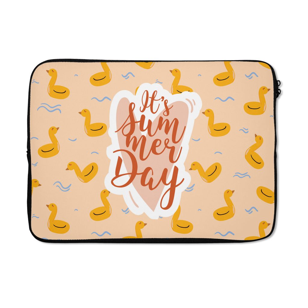 MuchoWow Laptop Hülle 14 ZollSommer - Poolband - Gelb Laptoptasche - Laptoptasche - Stoßsicher - Schutzhaube