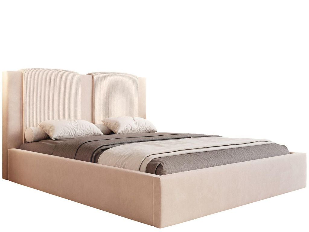 KLICKMOEBEL Polsterbett 180x200 HEKORA 23 Puderrosa – Elegantes Bett mit Bettkasten, hohem Kopfteil, Lattenrost aus Birkenholz, modernes Designerbe