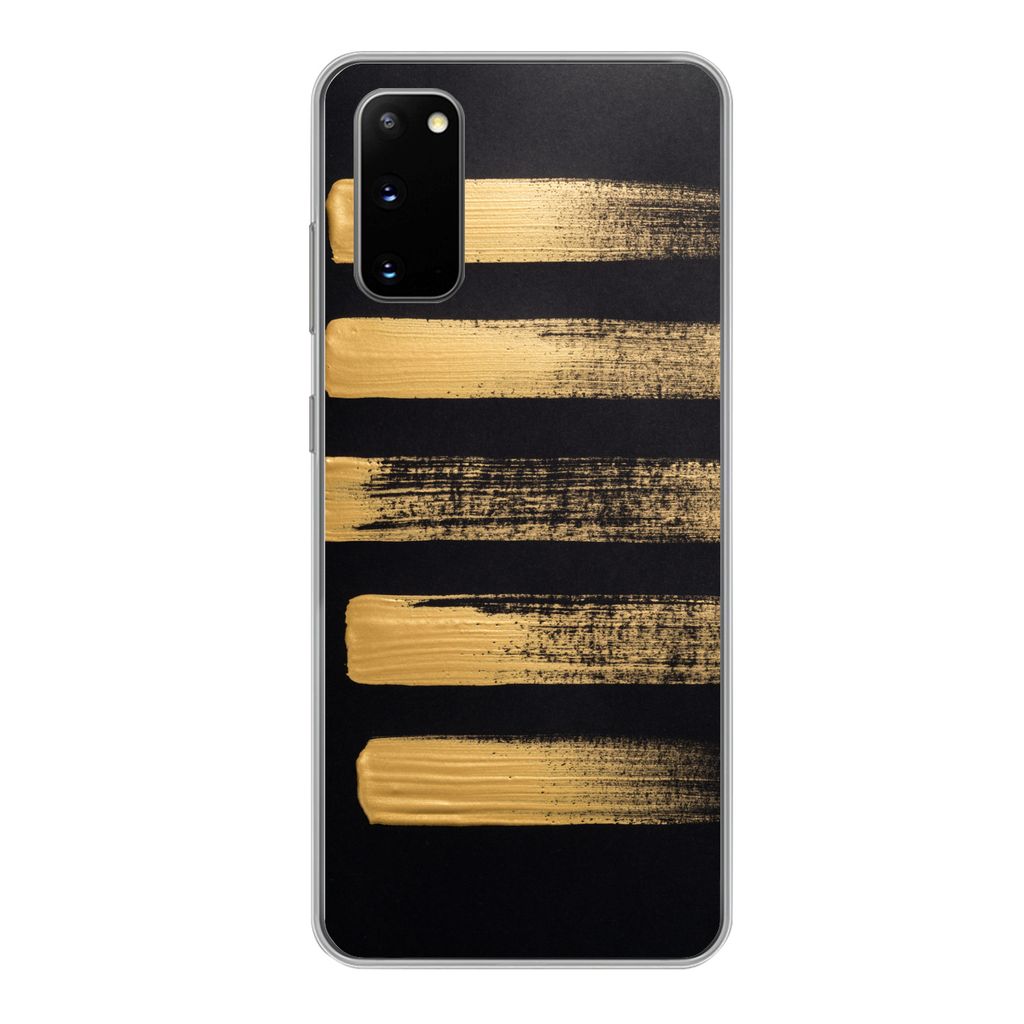 MuchoWow Handyhülle Schutzhülle Hülle für Samsung Galaxy S20 Muster aus goldener Farbe auf schwarzem Hintergrund Silikon Softcase Handy Hüll...
